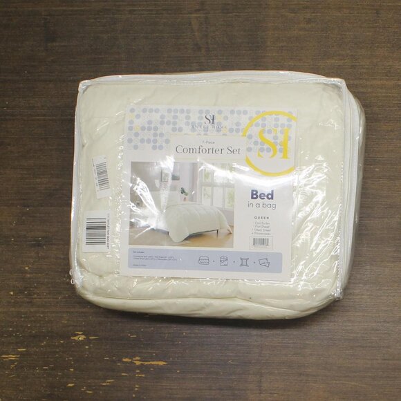 NWT Sweet Home Collection 7-Piece Comforter Set Ivory Off White Queen - Picture 7 of 9